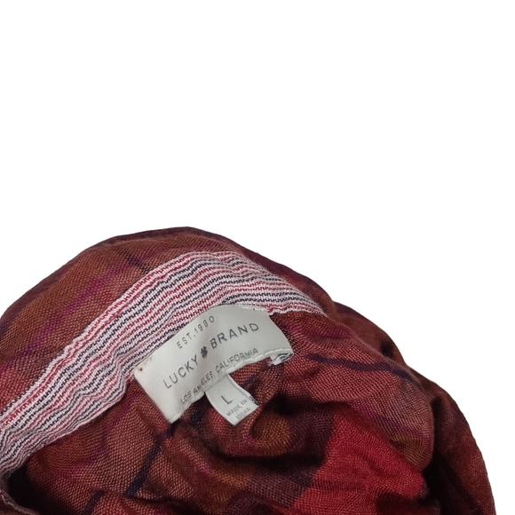 Lucky Brand Plaid Red Long Sleeves Button Down Shirt L - Picture 5 of 6